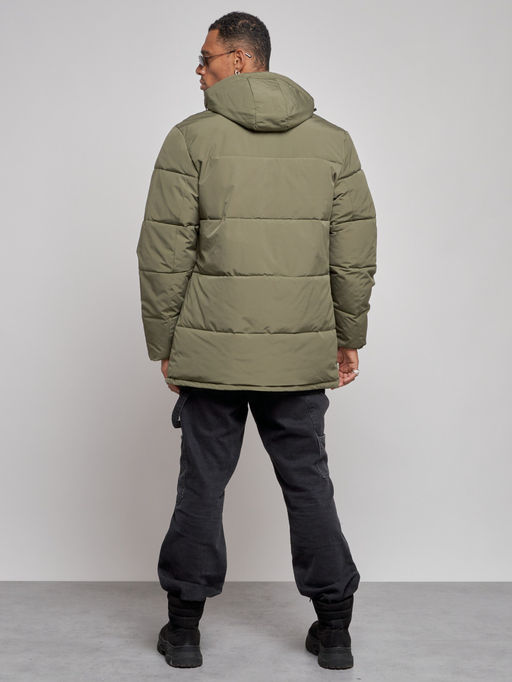 Парка мужская зимняя удлиненная молодежная зеленого цвета 807Z - Wonderrman фото 11