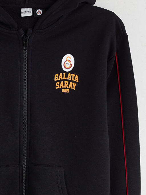 Kap??onlu Galatasaray Bask?l? Erkek ?ocuk Fermuarl? Sweatshirt