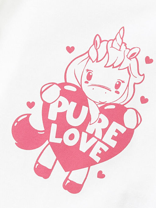 Bisiklet Yaka Bask?l? K?sa Kollu K?z Bebek Ti??rt - Waikiki фото 3