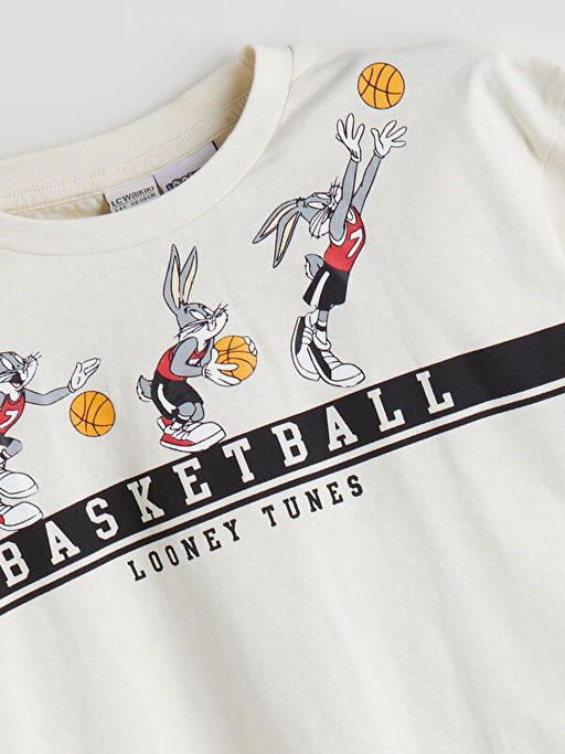 Bisiklet Yaka Bugs Bunny Bask?l? Erkek ?ocuk Ti??rt