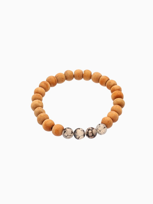 Браслет из сандалового дерева с агатом, длина 18 см, чёрный