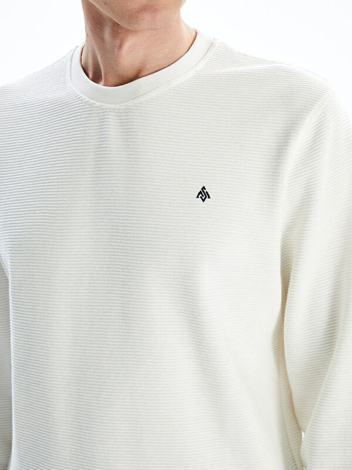 Bisiklet Yaka Uzun Kollu Bask?l? Erkek Sweatshirt