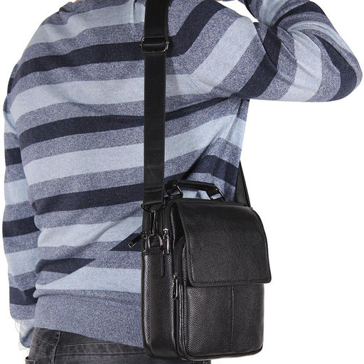 Сумка мужская кожаная 8208-5QH black Heanbag в Новосибирске