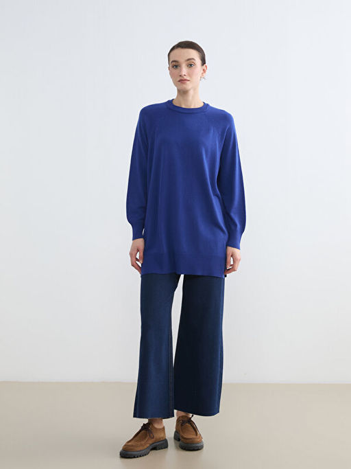 Bisiklet Yaka Kad?n Triko Tunik