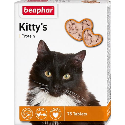 Витамины для кошек с протеином, сердечки (Kittys Protein) 75шт. (12510)