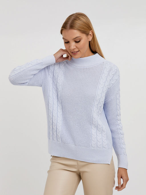 водолазка женская из хлопка с воротником стойкой и с объемным узором - Glenfield фото 4