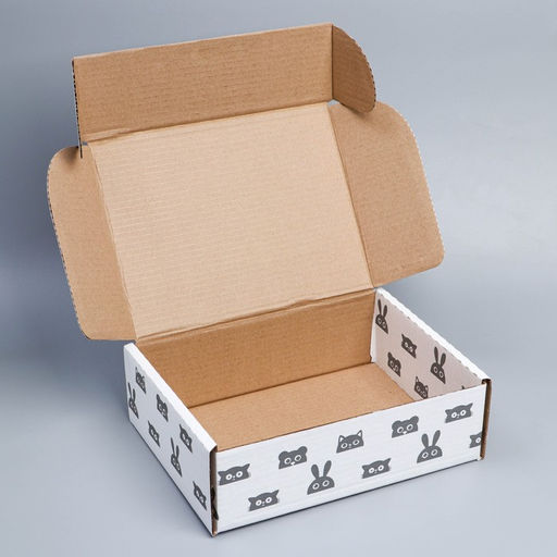 Коробка подарочная сборная, упаковка, «Зверята», белый, 27×21×9 см