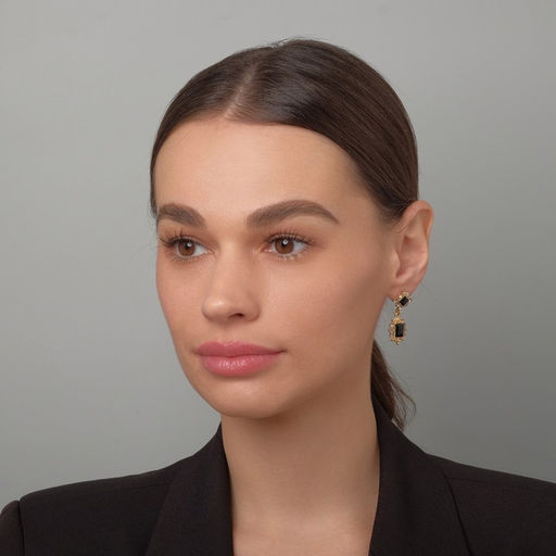 Серьги со стразами Ажур дуэт, цвет чёрный в золоте - Queen fair фото 3