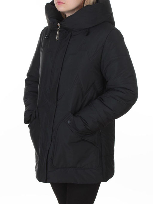 A-826 BLACK Куртка зимняя женская (верблюжья шерсть, 120 гр. холлофайбер)