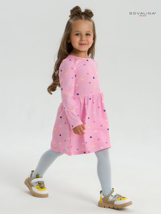 Платье Эля цветные сердечки на розовом - Sovalina фото 24