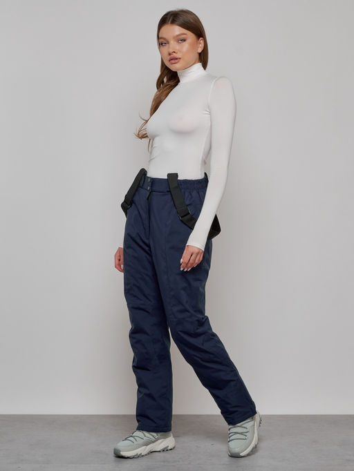 Полукомбинезон утепленный женский зимний горнолыжный темно-синего цвета 1333TS - Chunmai фото 17