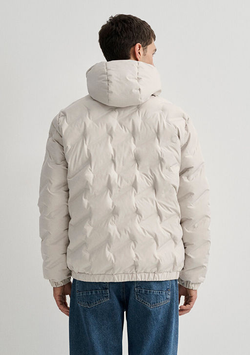 Kapusonlu Bej Ceket - Mavi фото 6