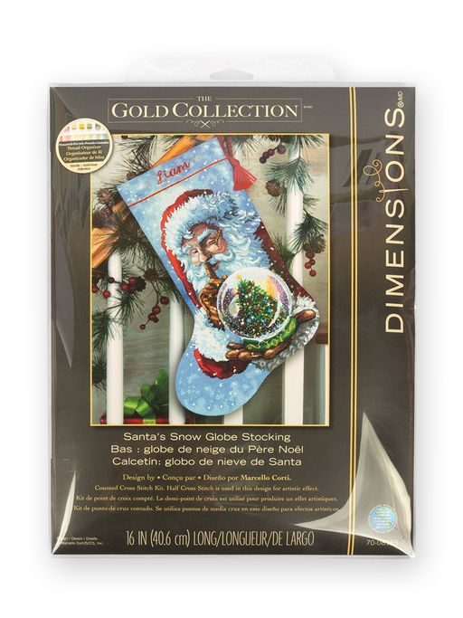 Набор для вышивания DIMENSIONS 70-08985 Сапожок. Снежный шар Санты 40.6