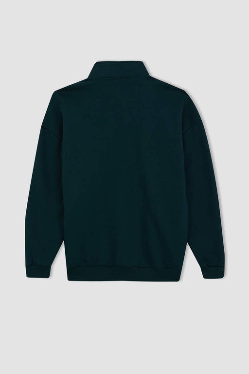 Толстовка оверсайз с воротником-стойкой и принтом - Defacto фото 9