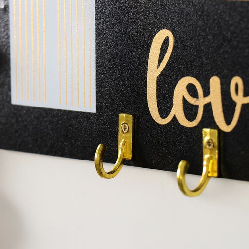 Настенные крючки декоративные Любовь. Абстракция. Радуга, дерево, чёрная с золотом, 20?9.3 см