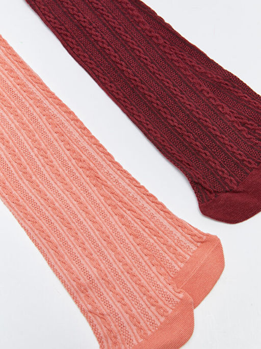 Kendinden Desenli K?z ?ocuk K?lotlu ?orap 2li