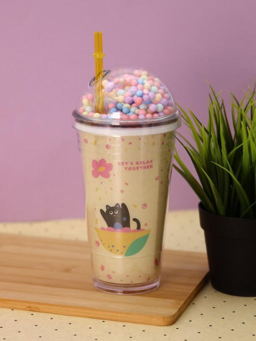 Тамблер iLikeGift "Kitty boat", yellow (450 мл)