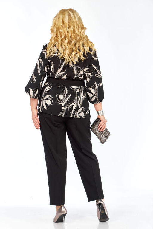 Блуза Элль стиль 2446а черный, белый принт