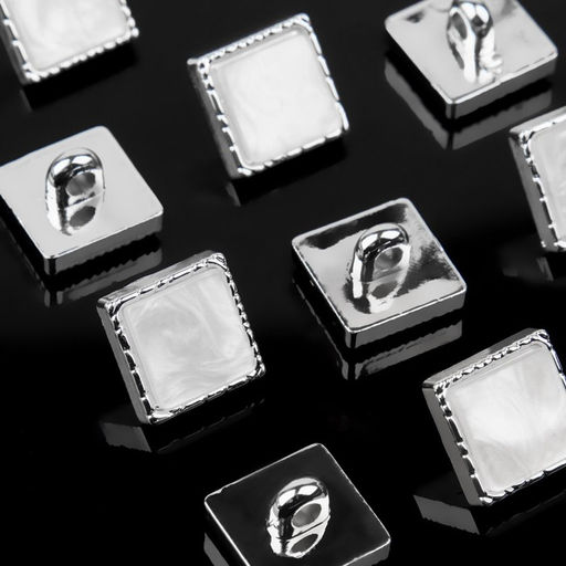 Цена за 4 шт. Пуговицы на ножке, пластиковые, 13×13 мм, набор 10 шт., цвет серебряный