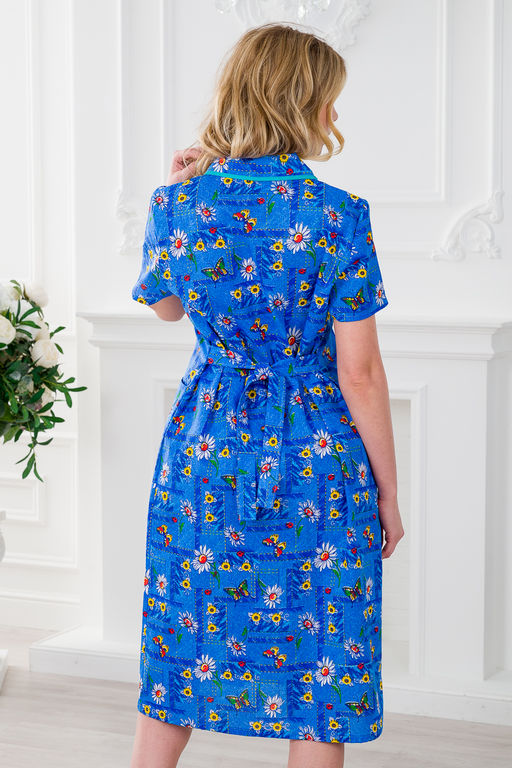 Халат женский из бязи Ирина голубой макси