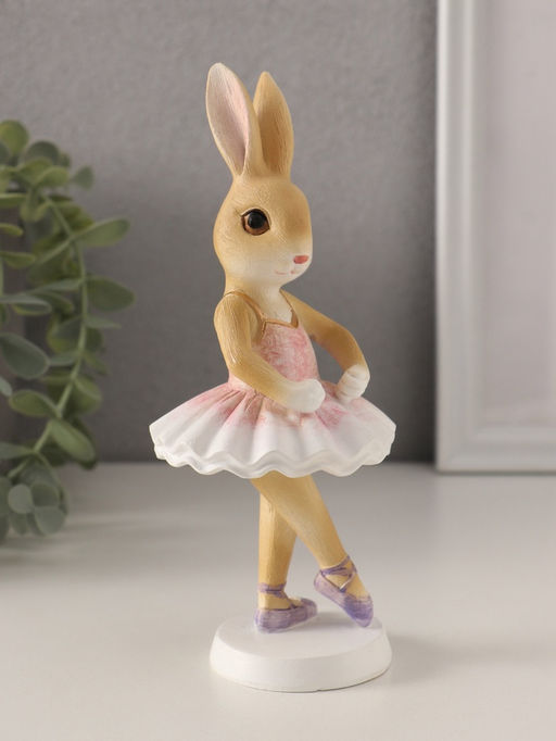 Фигурка полистоун Зайка-балерина в бело-розовой пачке, 7?7?18 см