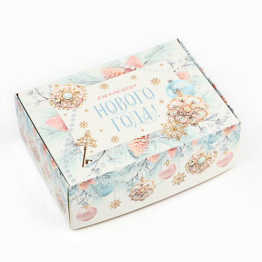 Цена за 3 шт. Коробка подарочная новогодняя складная Снежного Нового года, 14 х 10 х 5 см - Дарите счастье фото 2