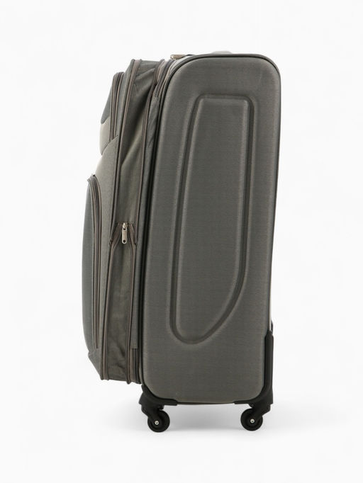 Чемодан на колёсах Royalbag большой 104 л (L), на молнии, с увеличением, кодовый замок, 4 колеса, серый