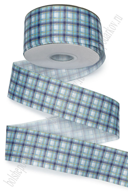 Лента репсовая 4 см*25 ярд с рисунком "Клетка" SF-7224, №296