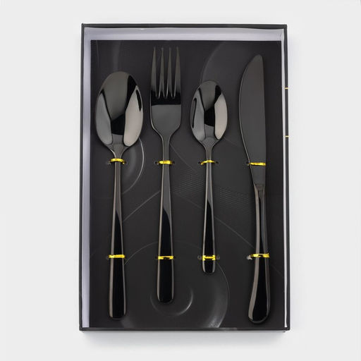 Набор столовых приборов Magistro Эсквайр, 4 предмета, нержавеющая сталь, чёрный  фото 4