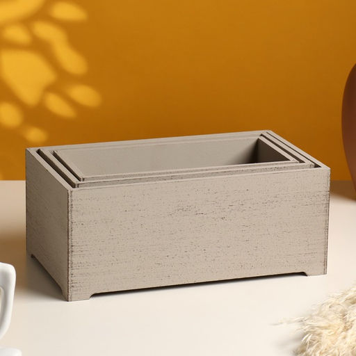 Набор ящиков деревянных Прованс 3 в 1 (25х14,5х10; 23х12,5х9; 21х10х8)см светло-серый - Дарим красиво фото 2