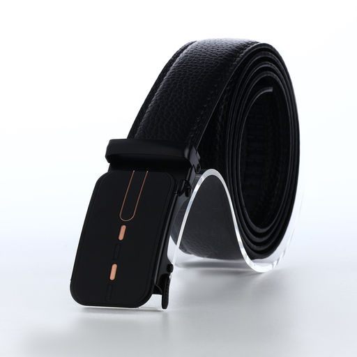 Ремень мужской, 120×3.5 см, пряжка автомат, регулируемая длина, кожа под флотер, чёрный