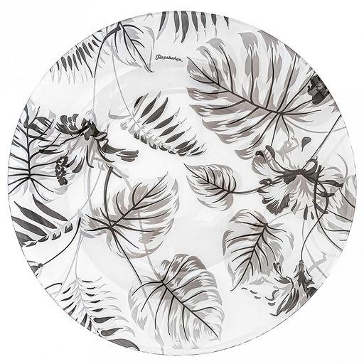 Джангл (Jungle) Тарелка мелкая стеклянная д260мм, h2см, серый, Pasabahce (Россия)