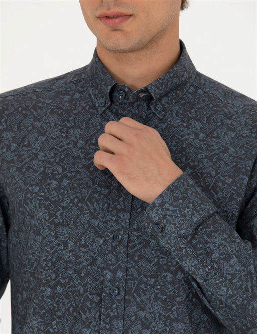 Lacivert Slim Fit Uzun Kollu G_mlek - Pierre cardin фото 7