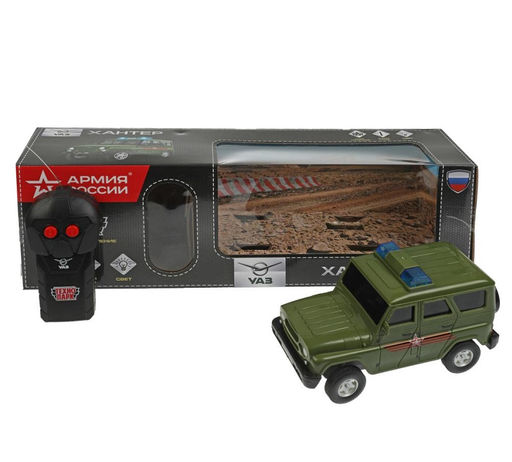 Технопарк. Машина р/у "УАЗ Hunter. Армия России" 15 см, свет, зеленый, кор. арт.HUNTER-15RCARR-GN