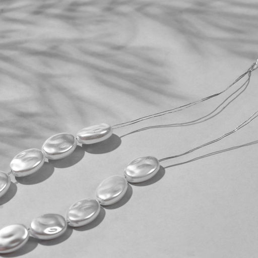 Бусины пластиковые на нити «Жемчуг», 1.3×0.9×0.6 см, набор 90 шт., цвет белый