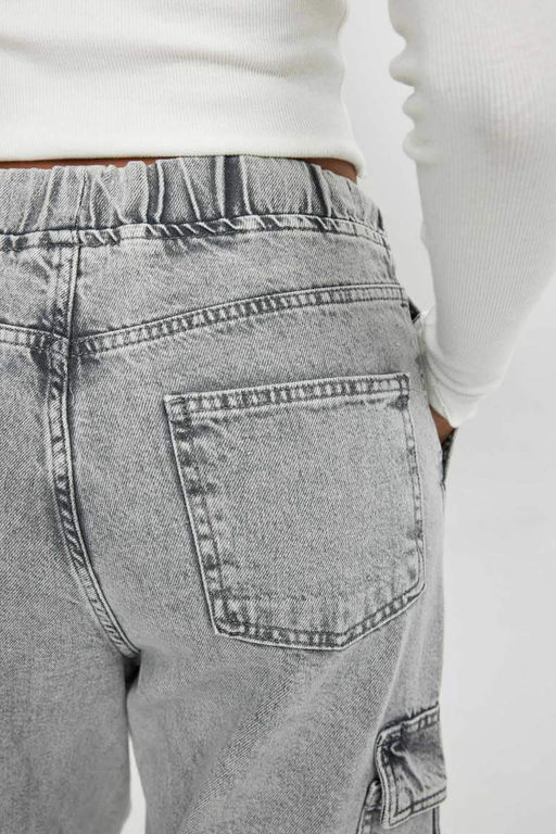 Джинсовые брюки с высокой талией и удобной посадкой, с гибкой талией и длинными штанинами - Defacto фото 7