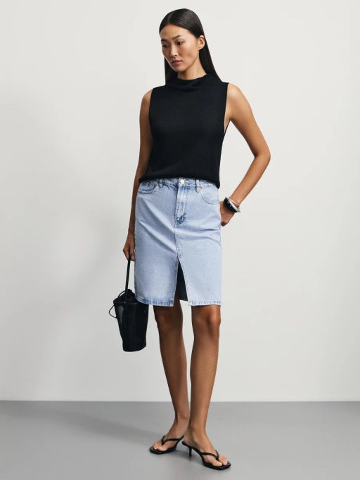 Джинсовая юбка миди с разрезом спереди / Zarina  фото 2