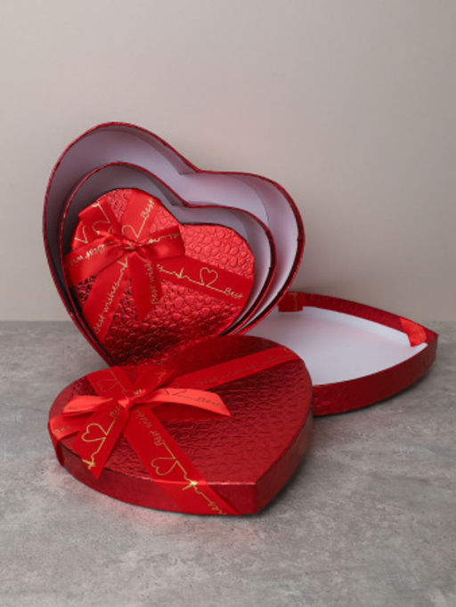 Коробка подарочная Сердце 3 штуки 22х20х9 см / 3405-01 /уп 36/красная - ГалеонТрейд фото 5