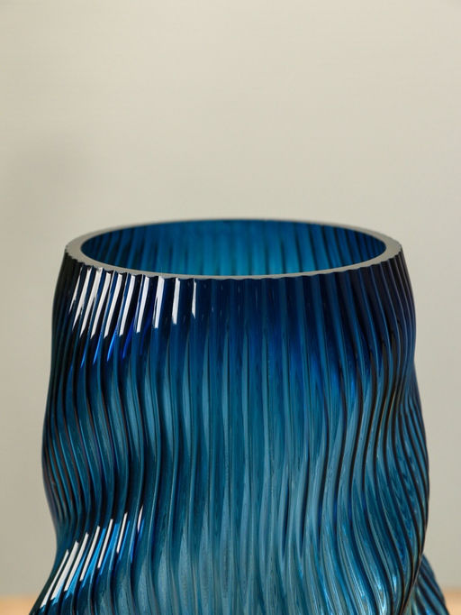 Ваза «Ванесса», волны, 24×12 см, стекло, синяя