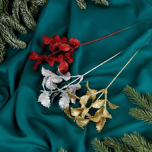 Цена за 10 шт. Декор блеск «Резные листочки», h=20 см, МИКС