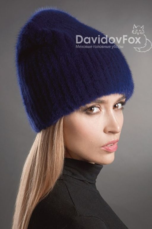Шапка Бини норка индиго