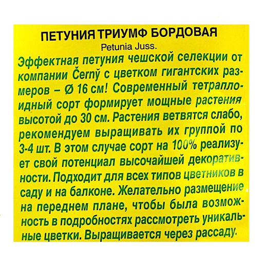 Петуния Триумф крупноцветковая бордовая 10шт. (Аэлита)