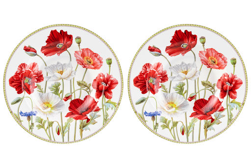 Набор тарелок 2 пр. 400 мл 22*22*4 см "Маки" глубокие NEW BONE CHINA