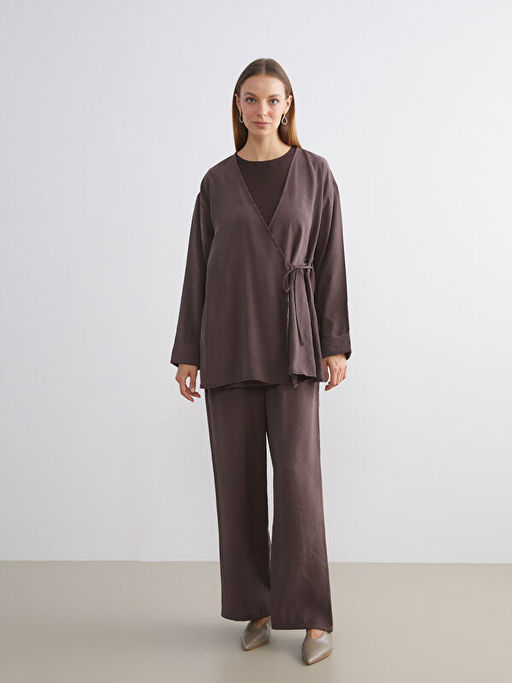 Kruvaze Yaka Modal Kar???ml? Kad?n Kimono