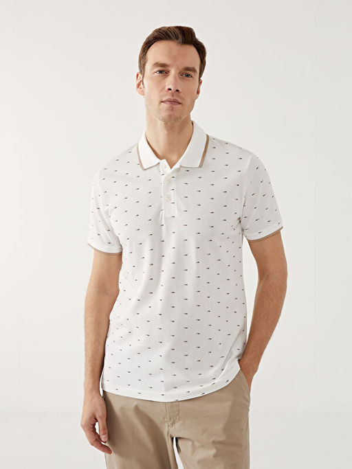 Polo Yaka K?sa Kollu Desenli Pike Erkek Ti??rt