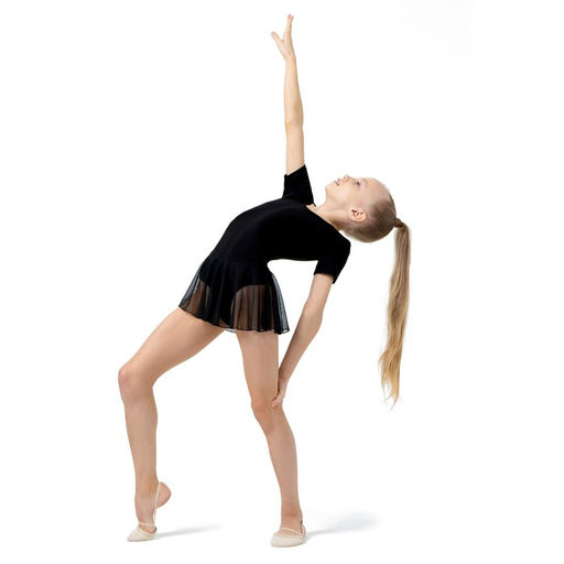 Купальник для хореографии Grace Dance, юбка-сетка, с коротким рукавом, р. 38, цвет чёрный  фото 6