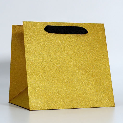 Цена за 4 шт. Пакет для торта и коробок, с широким дном, золото с глиттером, 20×20×20 см