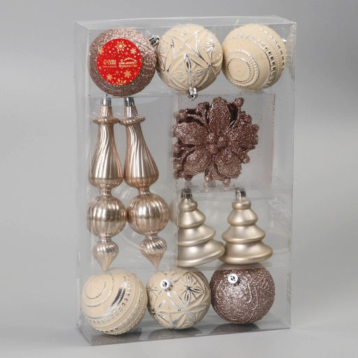 Ёлочные игрушки Изыски праздника, новогодние, набор 13 шт., белый/золотистый - Зимнее волшебство фото 2