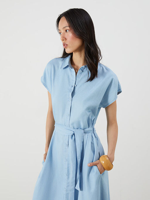 G?mlek Yaka Ku?akl? Jean Elbise