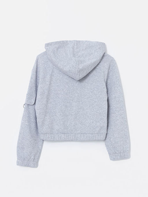 Kap??onlu K?z ?ocuk Fermuarl? Sweatshirt